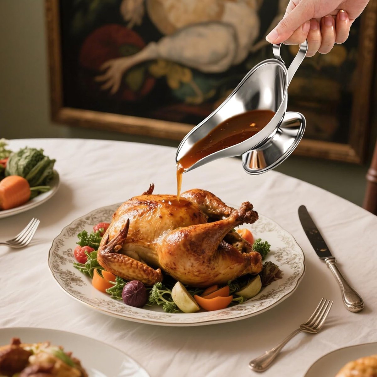 Gravy boat - 1 piece - Sauce boat - Sauciere - Dipping bowls - stainless steel sauce boat - with pouring spout and handle - serving dish - kitchen utensil - for salad dressings, coffee, milk, broth and black pepper - 14*6*5.3 cm - silver - Image 3