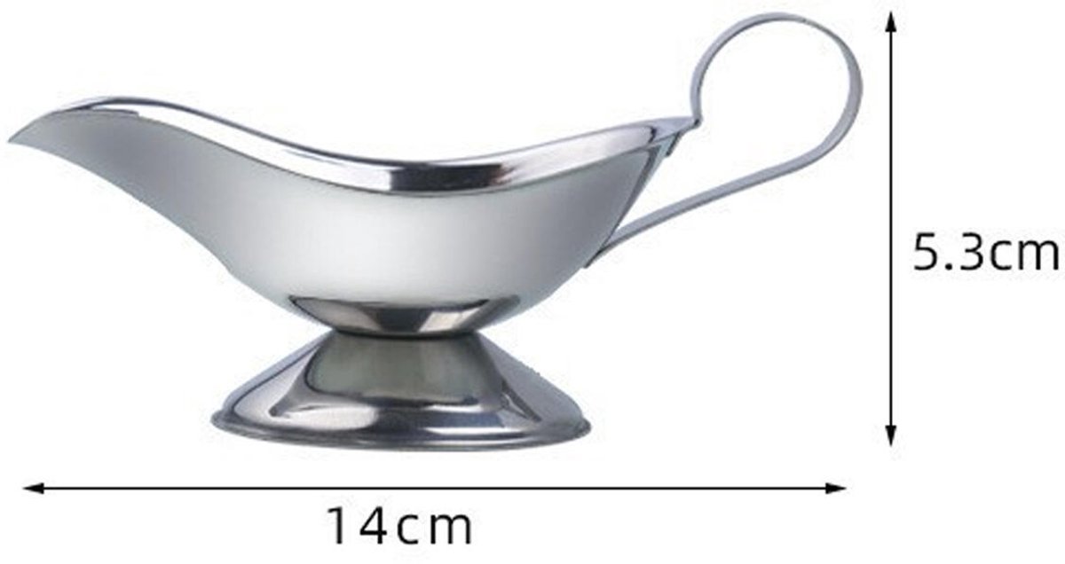 Gravy boat - 1 piece - Sauce boat - Sauciere - Dipping bowls - stainless steel sauce boat - with pouring spout and handle - serving dish - kitchen utensil - for salad dressings, coffee, milk, broth and black pepper - 14*6*5.3 cm - silver - Image 5