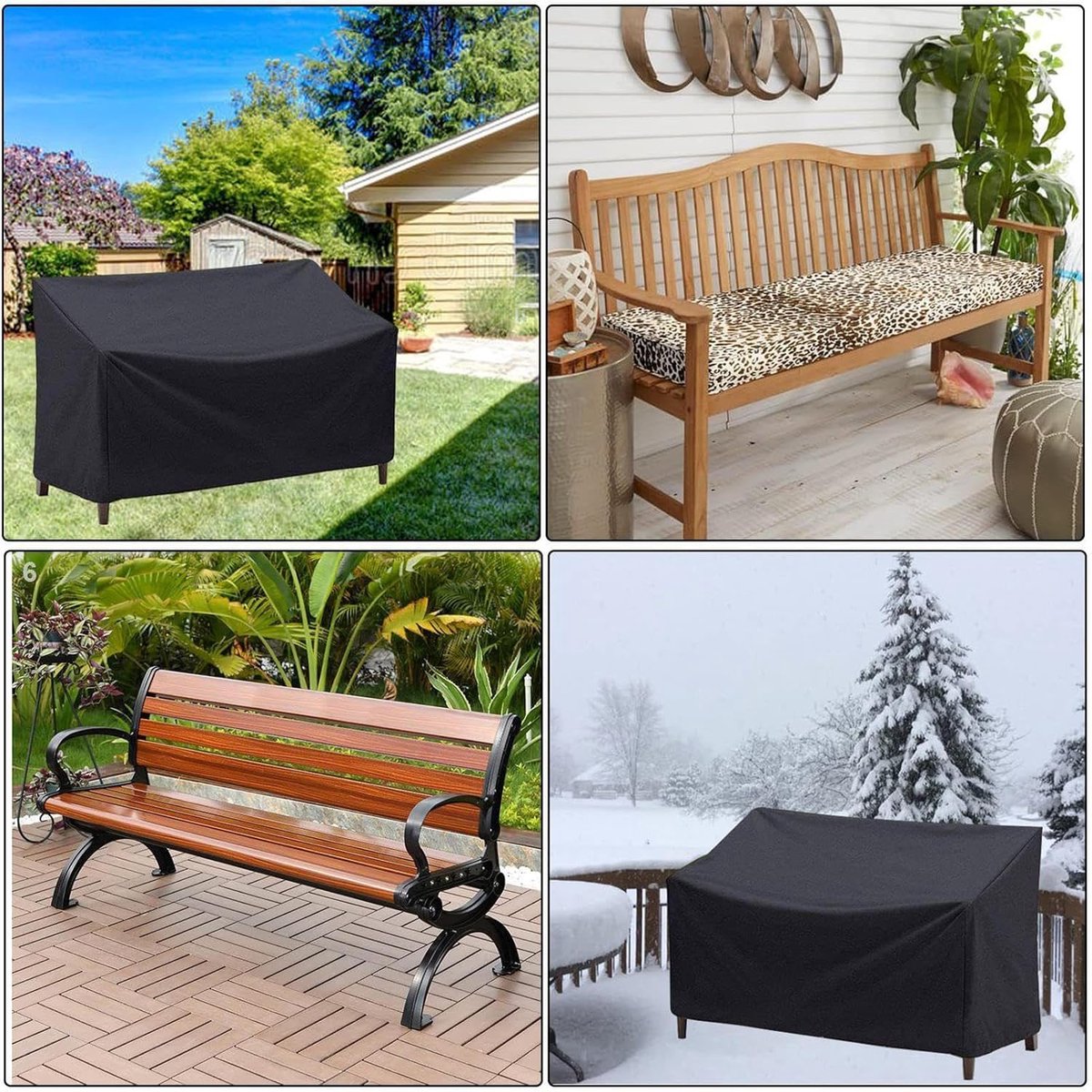 163*66*89 cm - Garden bench covers - Garden chair covers - Dust cover - waterproof - Garden accessories - 2-seater - cover for garden bench - windproof - anti-UV - tear resistance - 210D Oxford fabric - Loveseat cover - for 2-seater bench - black - Image 3