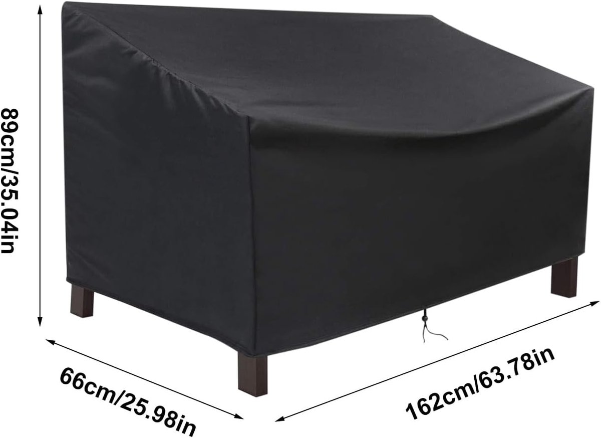 163*66*89 cm - Garden bench covers - Garden chair covers - Dust cover - waterproof - Garden accessories - 2-seater - cover for garden bench - windproof - anti-UV - tear resistance - 210D Oxford fabric - Loveseat cover - for 2-seater bench - black - Image 5