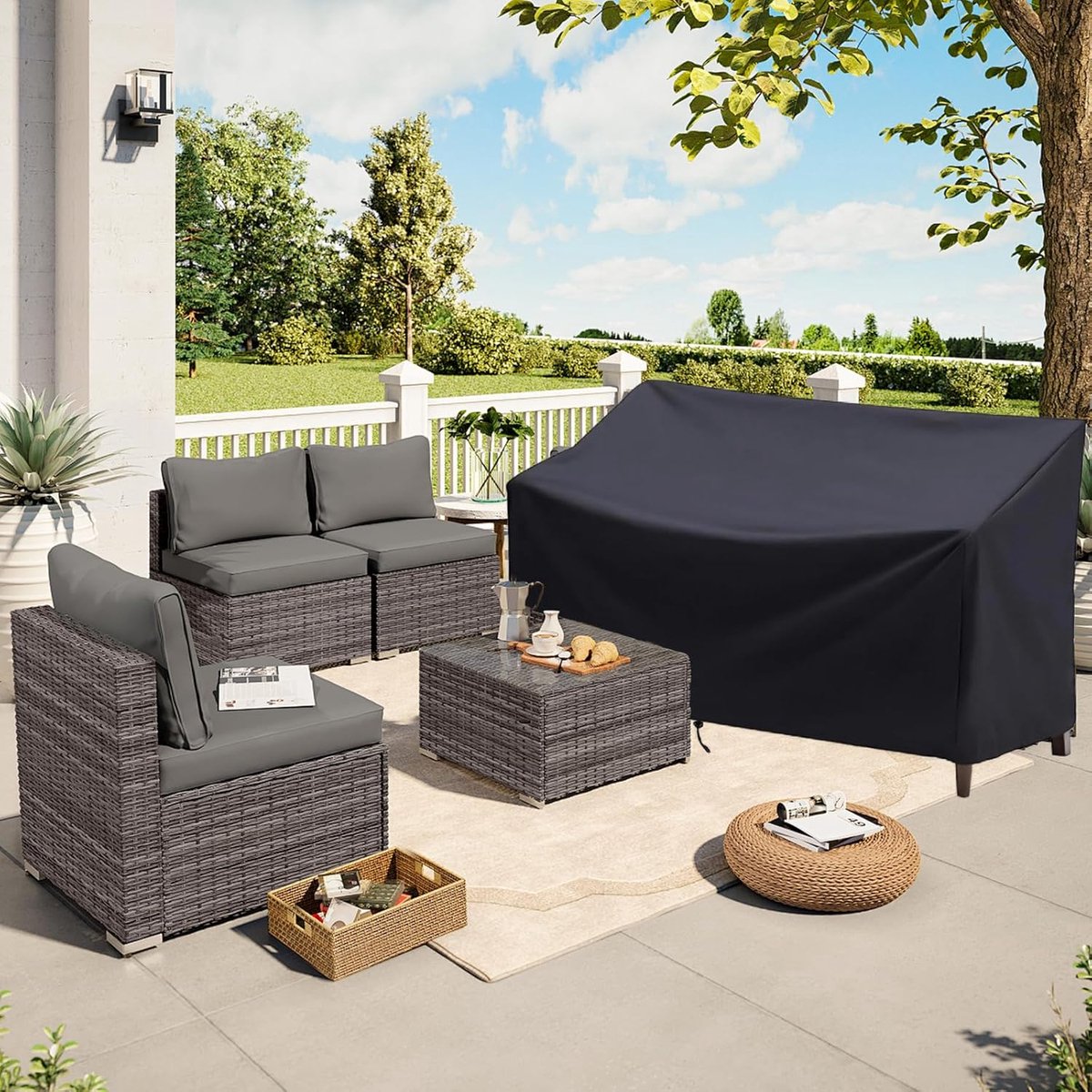 163*66*89 cm - Garden bench covers - Garden chair covers - Dust cover - waterproof - Garden accessories - 2-seater - cover for garden bench - windproof - anti-UV - tear resistance - 210D Oxford fabric - Loveseat cover - for 2-seater bench - black - Image 6