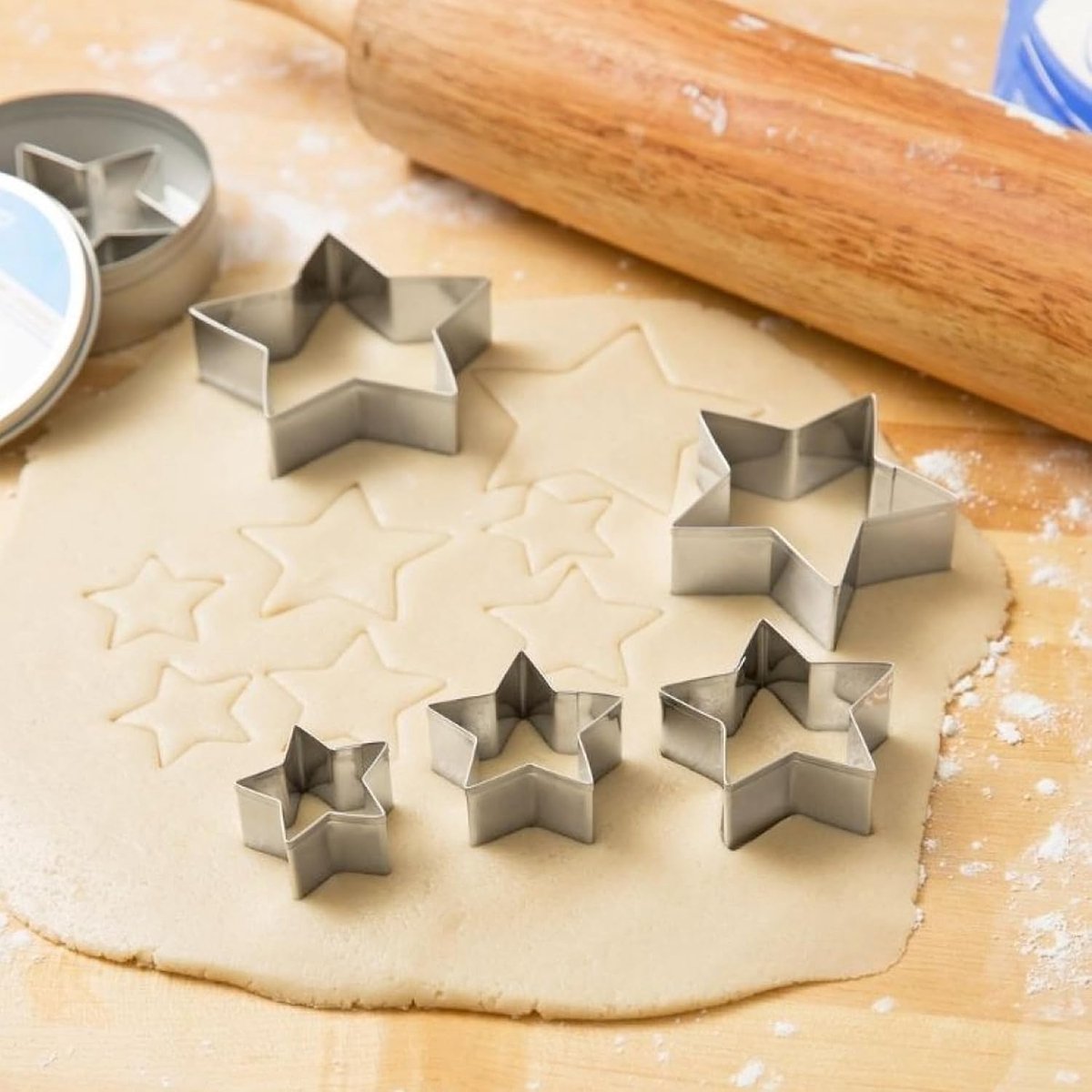 pieces - Cooking rings - star-shaped cookie mold - star-shaped cookie cutters - loaf pan - small cookie cutters - dessert rings - cake rings - baking molds - molds - for baking and cooking cakes, mousses, and desserts - silver - Image 3