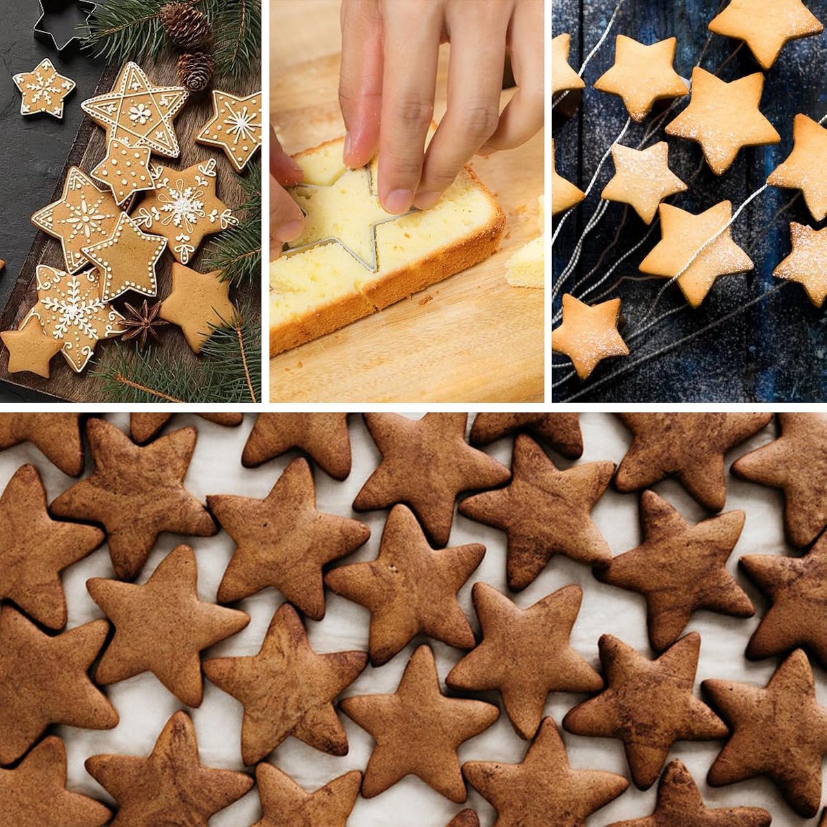 pieces - Cooking rings - star-shaped cookie mold - star-shaped cookie cutters - loaf pan - small cookie cutters - dessert rings - cake rings - baking molds - molds - for baking and cooking cakes, mousses, and desserts - silver - Image 4