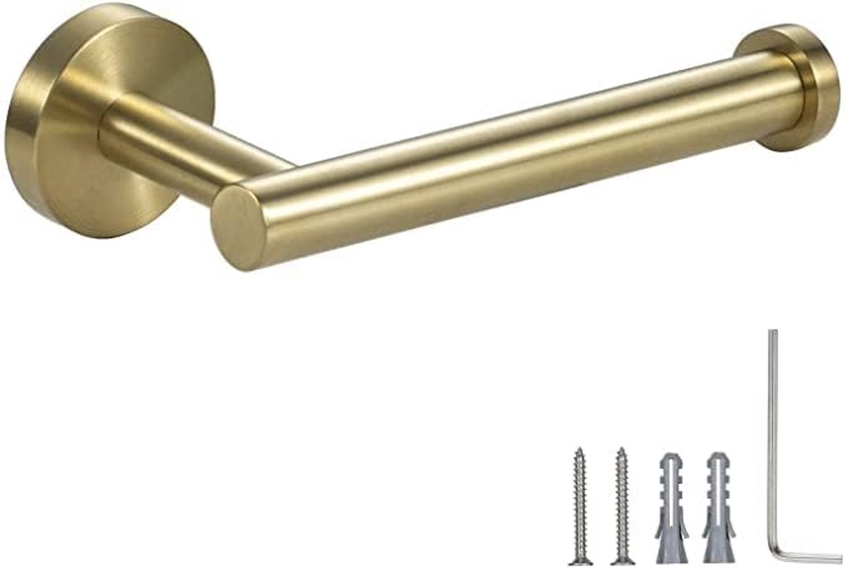 Wall-mounted toilet roll holder - Paper towel holder - waterproof - rustproof - 304 stainless steel toilet roll holder for bathroom - with screws - bathroom accessories - 163*80*47 mm - gold - Image 1