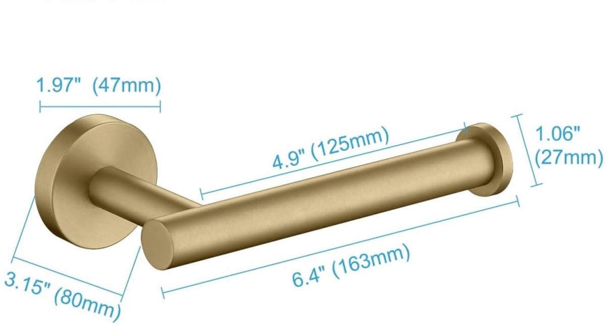 Wall-mounted toilet roll holder - Paper towel holder - waterproof - rustproof - 304 stainless steel toilet roll holder for bathroom - with screws - bathroom accessories - 163*80*47 mm - gold - Image 2