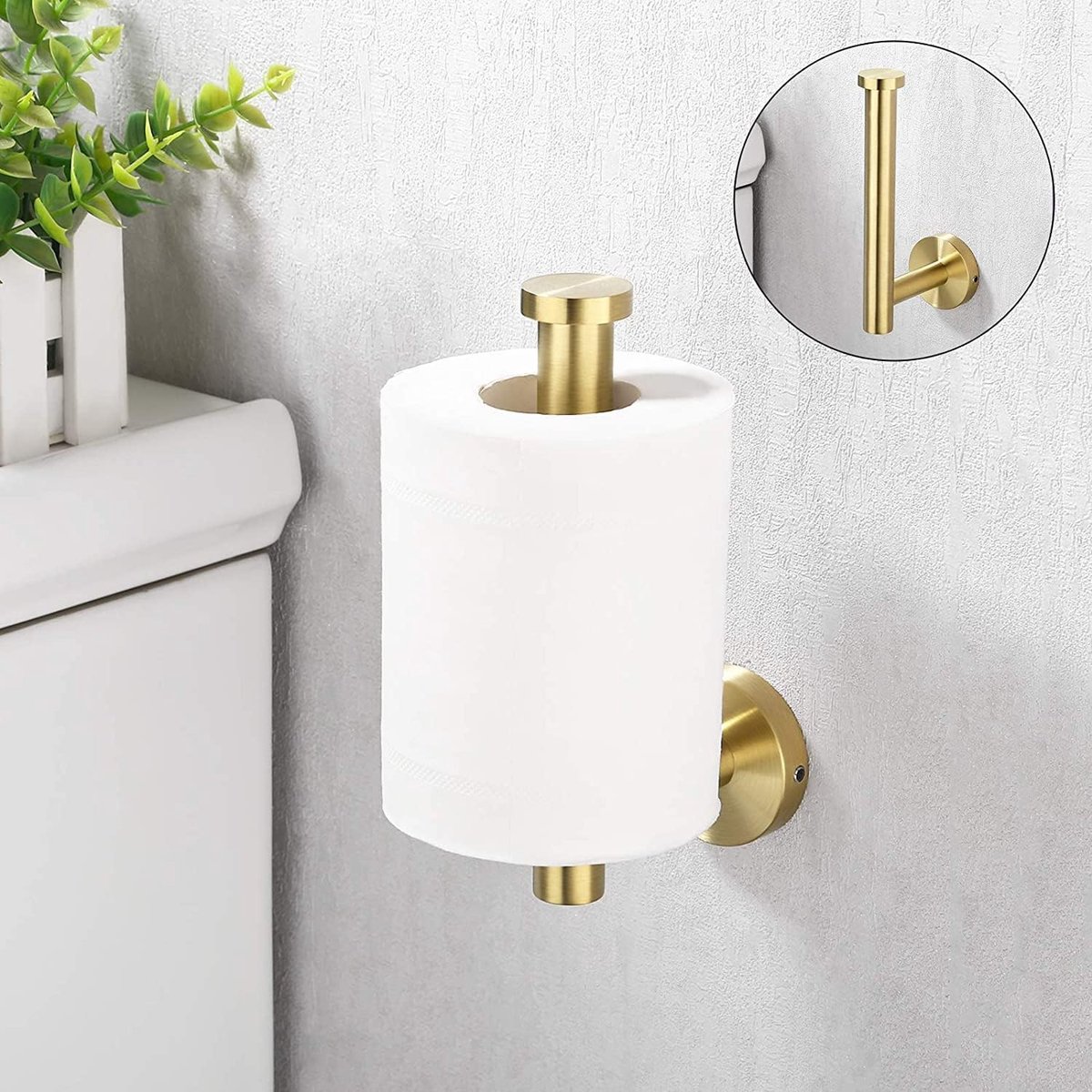 Wall-mounted toilet roll holder - Paper towel holder - waterproof - rustproof - 304 stainless steel toilet roll holder for bathroom - with screws - bathroom accessories - 163*80*47 mm - gold - Image 3