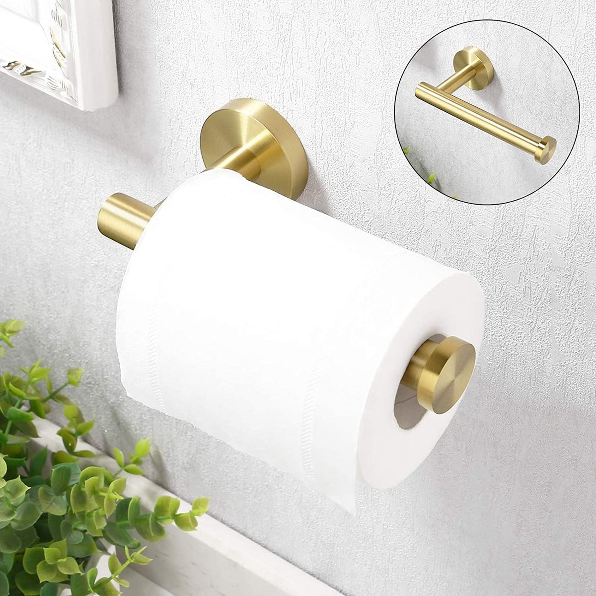 Wall-mounted toilet roll holder - Paper towel holder - waterproof - rustproof - 304 stainless steel toilet roll holder for bathroom - with screws - bathroom accessories - 163*80*47 mm - gold - Image 4