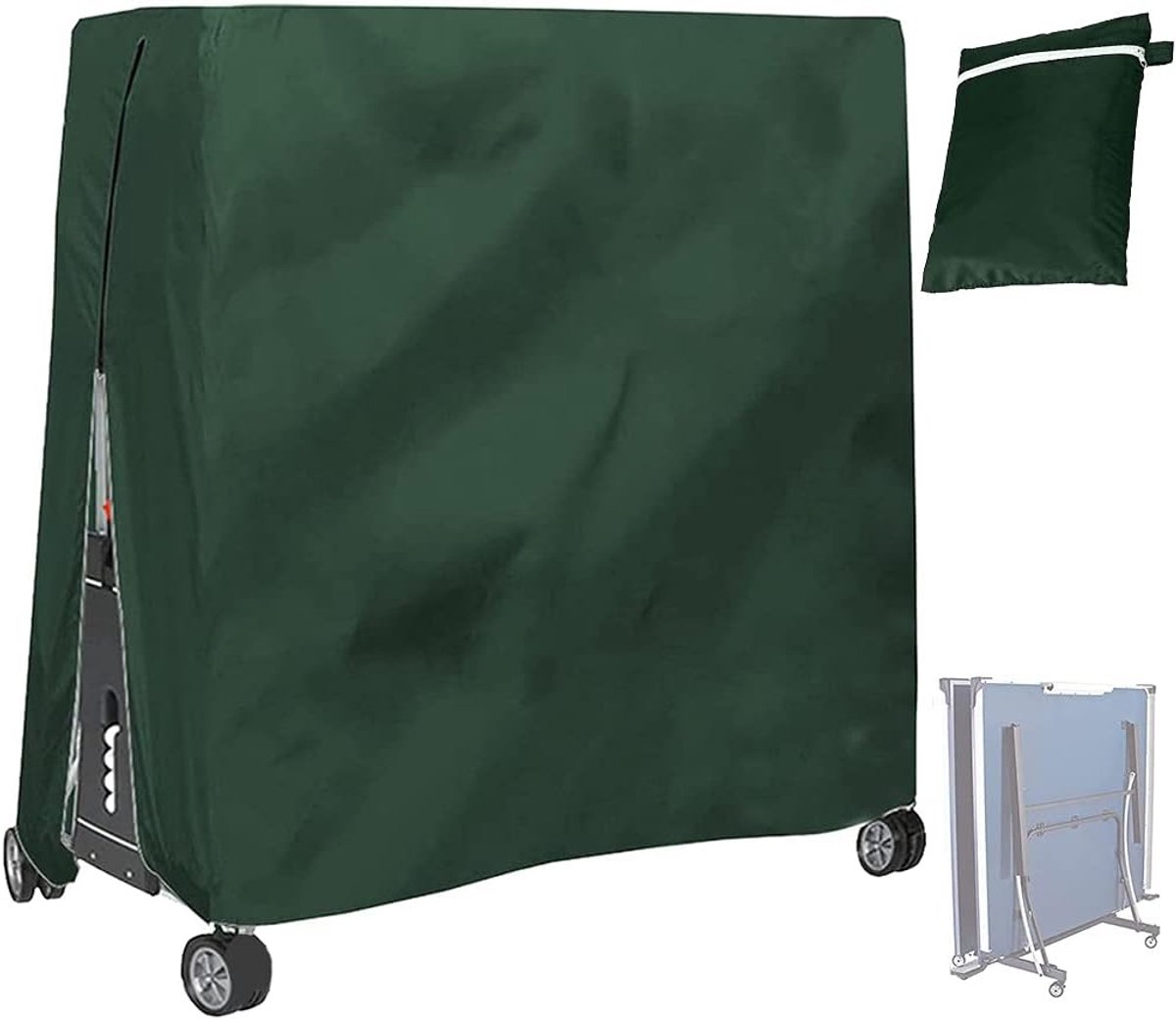 210D Waterproof Table Tennis Table Cover - Table Tennis Table Cover - Waterproof, windproof and UV-resistant - Dustproof - Table Tennis Table Protector - Protective Cover - Foldable Table Tennis Table Cover for Indoor and Outdoor Use - Green - 165×70×185c - Image 1