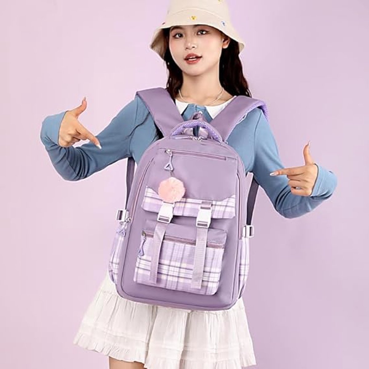 Girls School Student School Bag Outdoor Backpack - Youth school bag - Backpack - Pink - Luxury Backpack - Laptop bag - School bag - Backpack - Rucksack - Large Women's Backpack - Waterproof Women's Travel Backpack - Rucksack - Teenagers - with Laptop Comp - Image 5