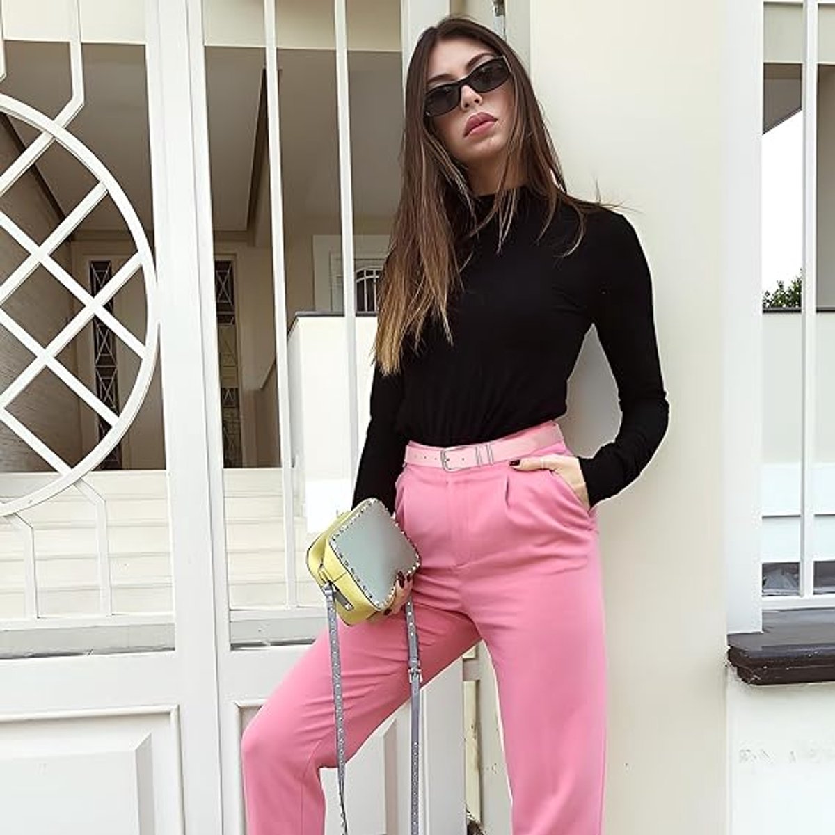 Belt - women's belt - Stylish retro - Trouser belt - Women - Adjustable Unisex Belt - 110cm - leather - women's belts for jeans dresses trousers women's leather waist belt with gold buckle - 110 CM - Pink - Image 2