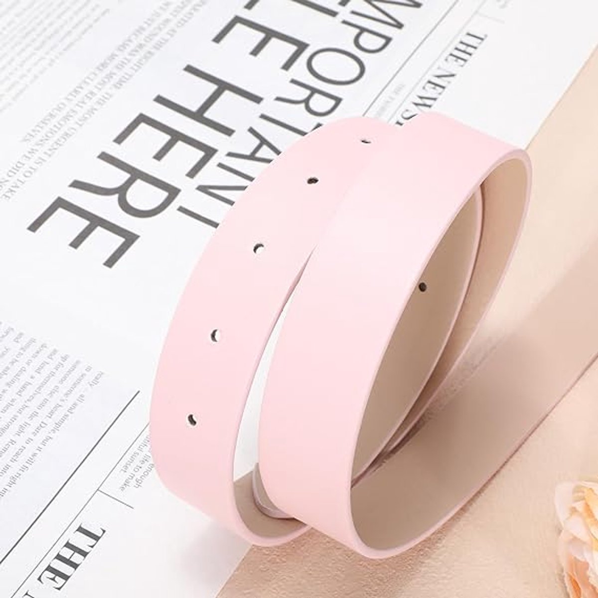 Belt - women's belt - Stylish retro - Trouser belt - Women - Adjustable Unisex Belt - 110cm - leather - women's belts for jeans dresses trousers women's leather waist belt with gold buckle - 110 CM - Pink - Image 3