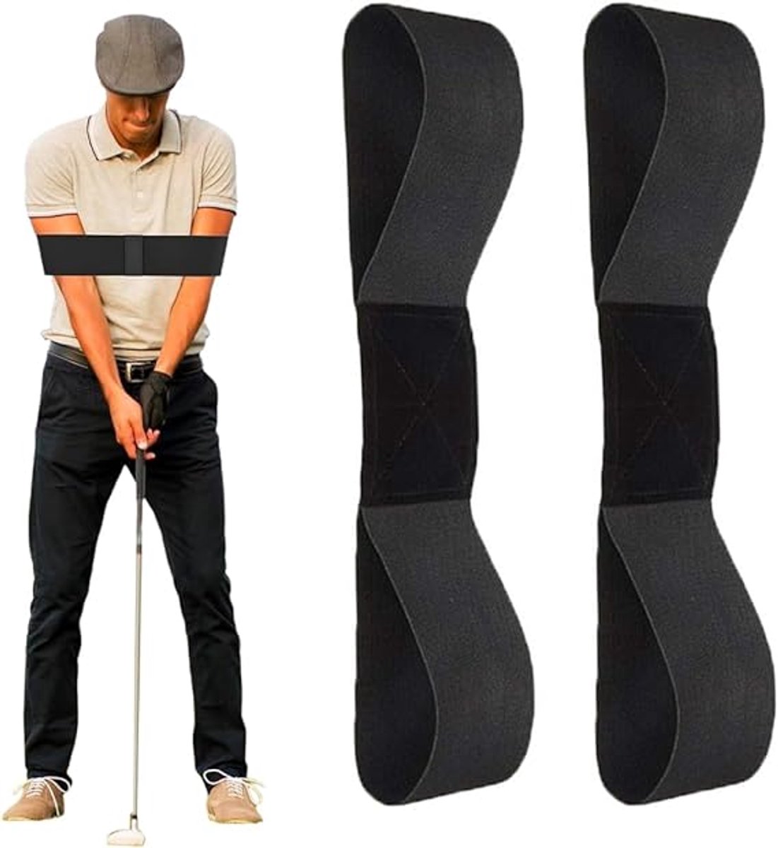 2 pieces - Golf Swing Training Band - golf swing training aids - golf swing trainer - golf training aids - golf accessories for beginners - for movement correction - for men, women and children - 35*7 cm - black - Image 1