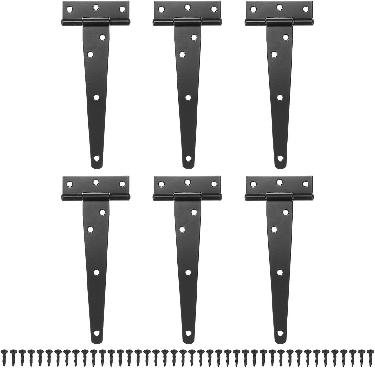pieces - T-hinge for door - with screws - 6 inch - shed door hinge - T-door hinge - T-hinges - T-hinge - exterior door hinges - for wooden fences, sheds, cabinets and windows - black - 6.4*25 cm - Image 1