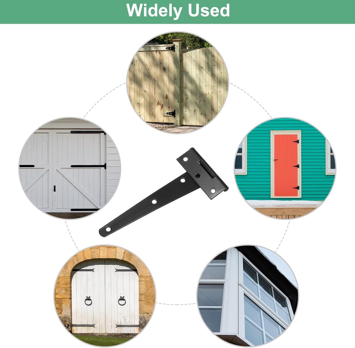 pieces - T-hinge for door - with screws - 6 inch - shed door hinge - T-door hinge - T-hinges - T-hinge - exterior door hinges - for wooden fences, sheds, cabinets and windows - black - 6.4*25 cm - Image 4
