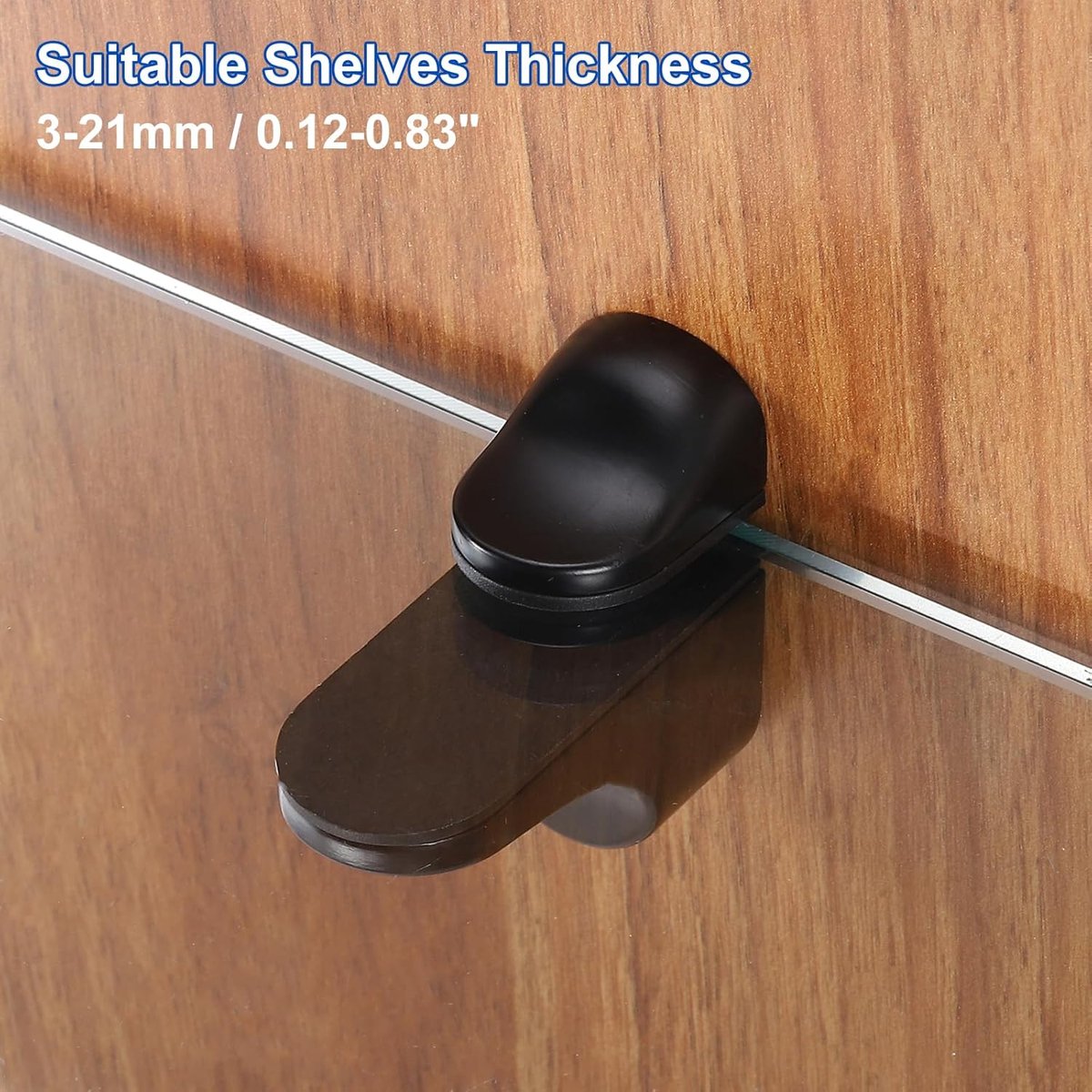 4 pieces - Glass clamp - Glass shelf brackets - Adjustable - Glass shelf bracket - fishmouth glass clip - wall mounting bracket - zinc alloy - furniture accessories - hardware accessories - with screws - for shelves of 3-20 mm thickness - 56*24*50 mm - bl - Image 3