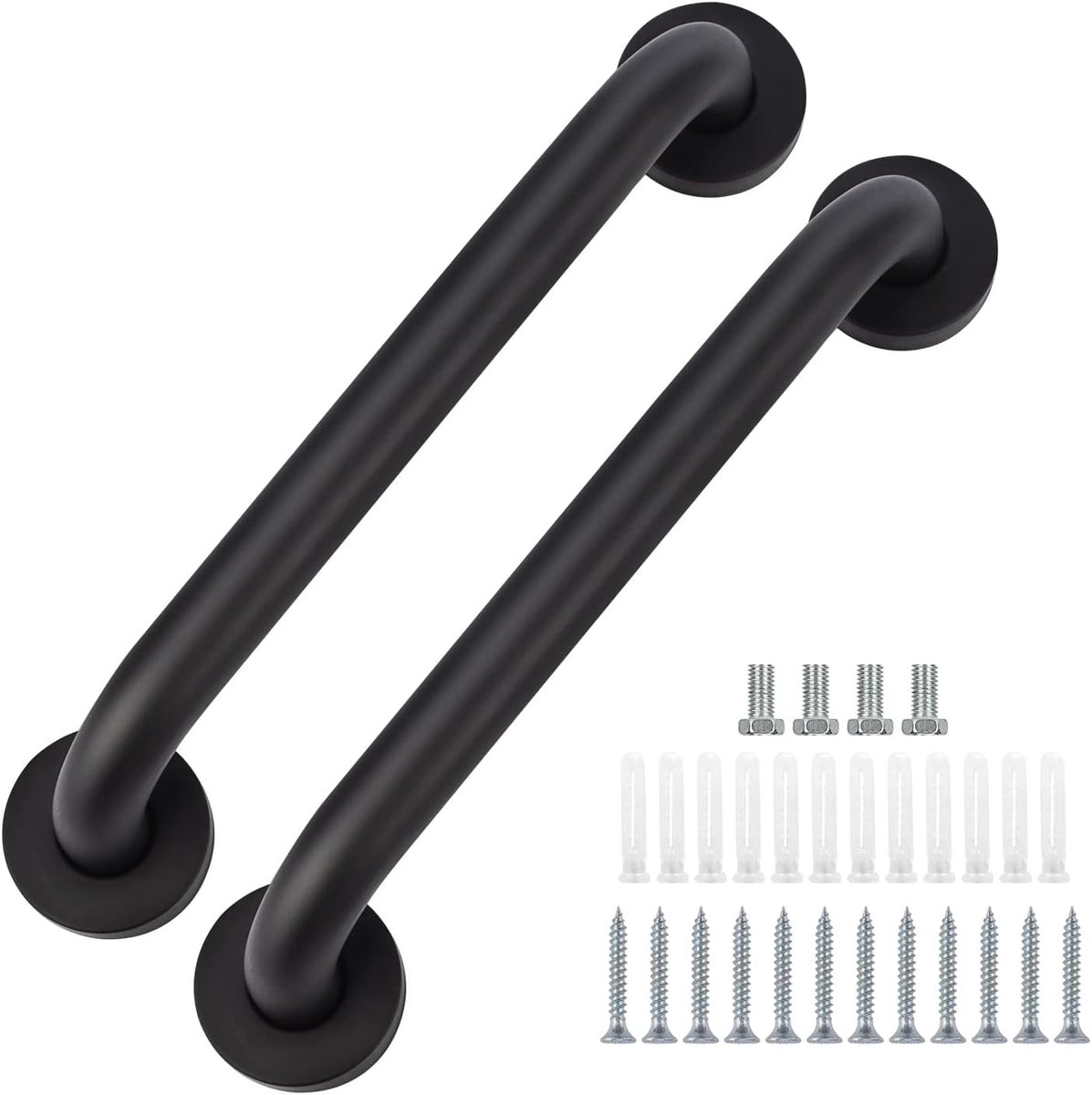 2 pieces - Armrest - 30*5 cm - Bathtub Grip - handle for the elderly - stainless steel railing - safety railings - non-slip shower grip - wall-mounted stainless steel handle - for the elderly, bathroom, kitchen - black - Image 1