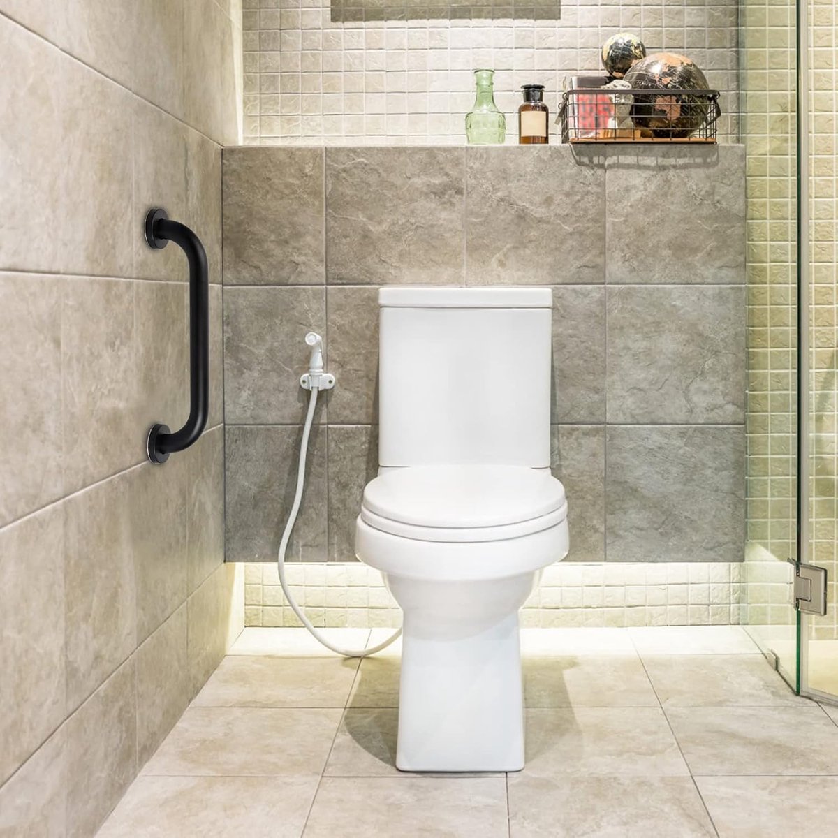 2 pieces - Armrest - 30*5 cm - Bathtub Grip - handle for the elderly - stainless steel railing - safety railings - non-slip shower grip - wall-mounted stainless steel handle - for the elderly, bathroom, kitchen - black - Image 2