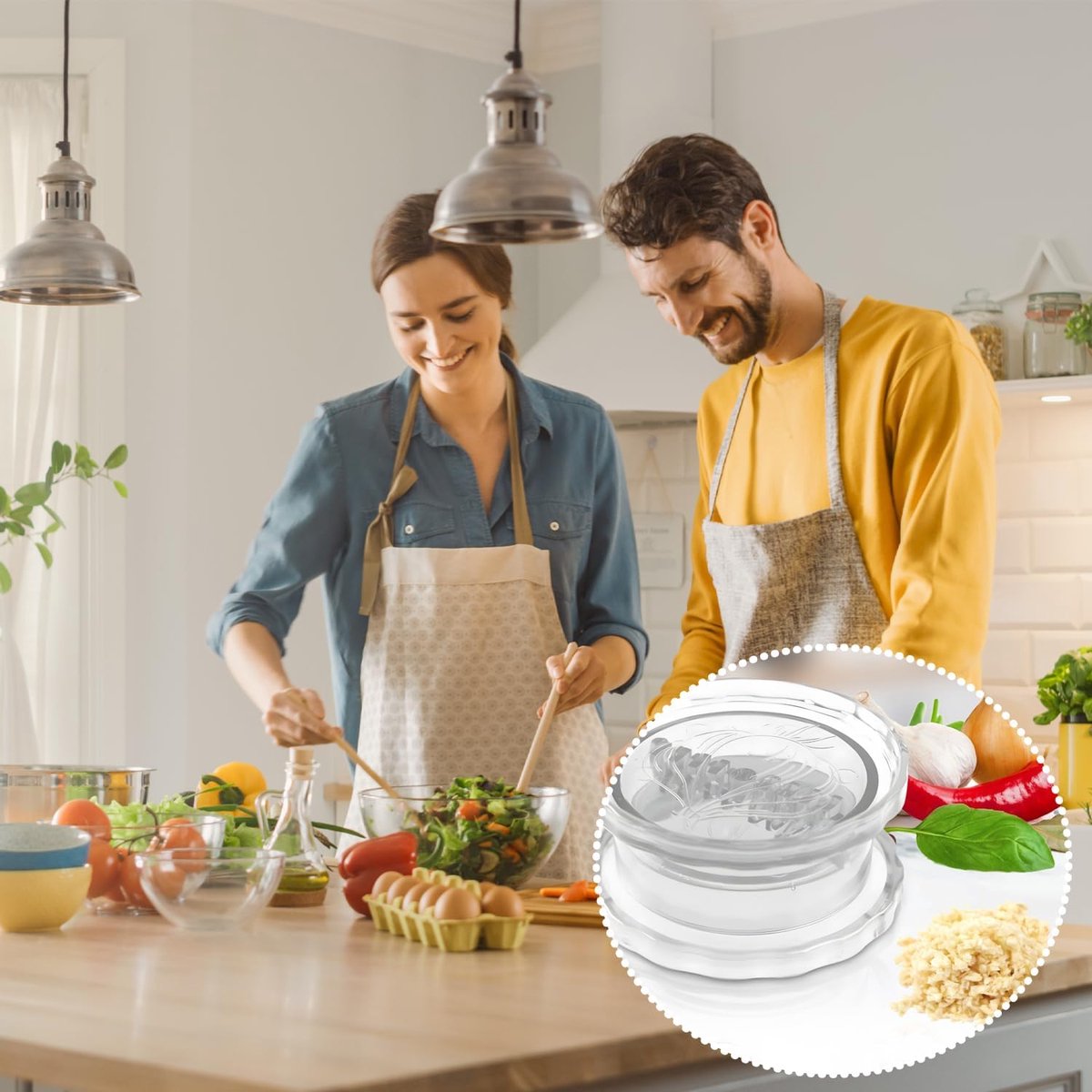 Garlic mill - Garlic twister - Garlic press - Ginger press - Garlic Press - Spice mill - garlic tool - manual garlic press - with storage jar - quick meal preparation - kitchen utensils - kitchen tools - 8*8*4 cm - transparent - Image 3