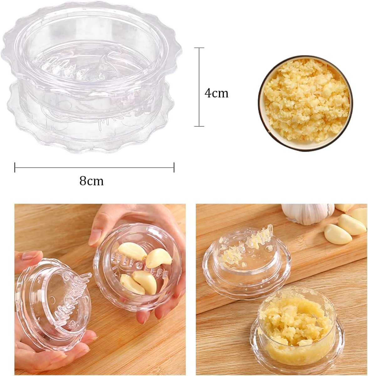 Garlic mill - Garlic twister - Garlic press - Ginger press - Garlic Press - Spice mill - garlic tool - manual garlic press - with storage jar - quick meal preparation - kitchen utensils - kitchen tools - 8*8*4 cm - transparent - Image 5
