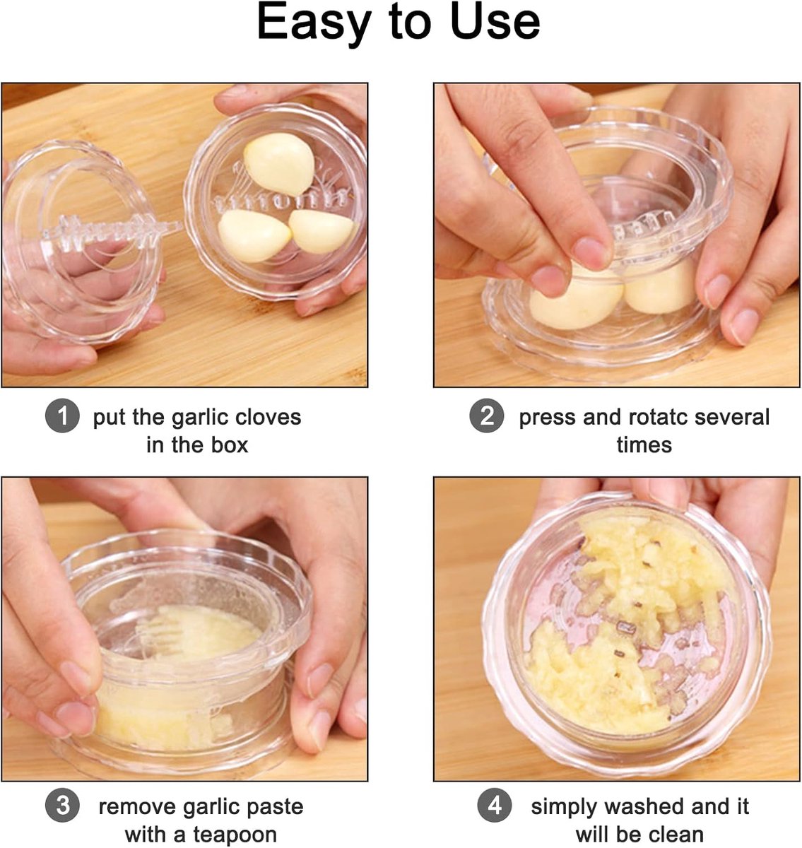 Garlic mill - Garlic twister - Garlic press - Ginger press - Garlic Press - Spice mill - garlic tool - manual garlic press - with storage jar - quick meal preparation - kitchen utensils - kitchen tools - 8*8*4 cm - transparent - Image 6