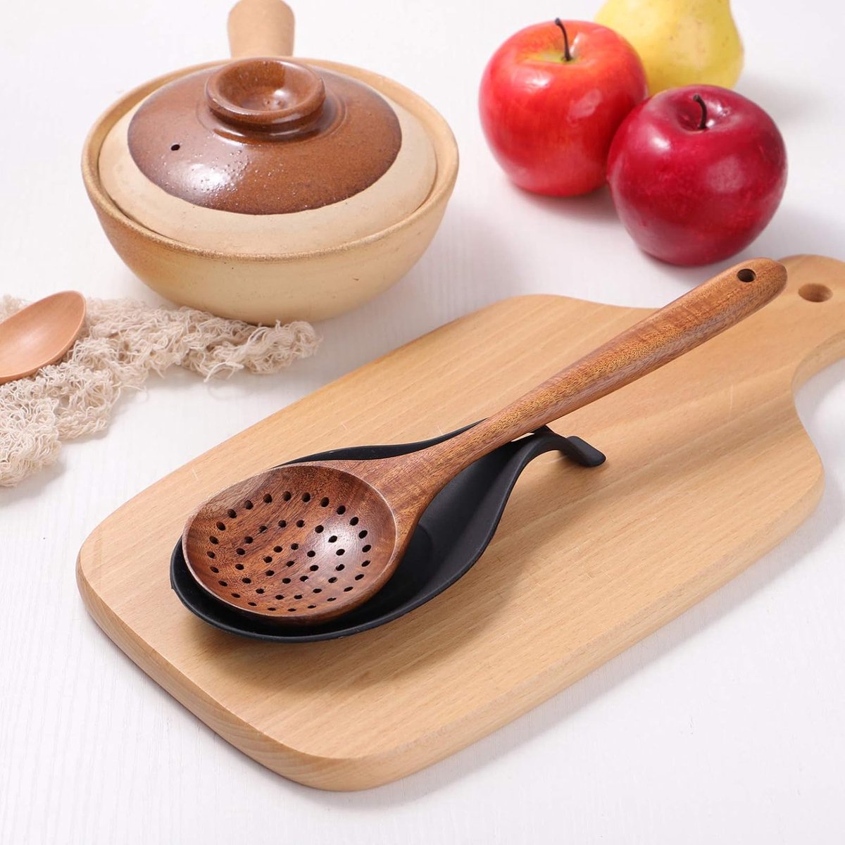 2 pieces - Spoon holder - Spoon rest - Spoon mat - Kitchen spoon holder - Kitchen utensil holder - Kitchen utensils - multifunctional spoon holder - for storing spatulas, ladles and cutlery - for kitchen, home, dining room - 20*10 cm - black - Image 4