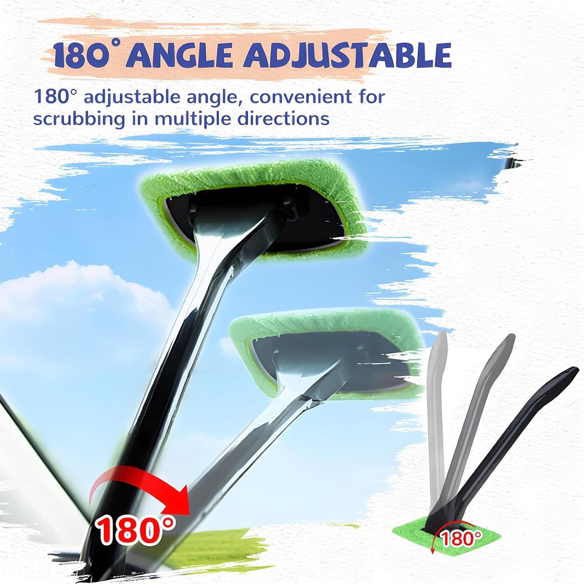 Window Squeegee - Car Cleaning Supplies - Window Washer - Windshield Cleaning Tool with 5 Reusable Towels - Car Window Squeegee - Car Interior Window Cleaning Tools - Car Wash Brushes - Window Squeegee - Image 5