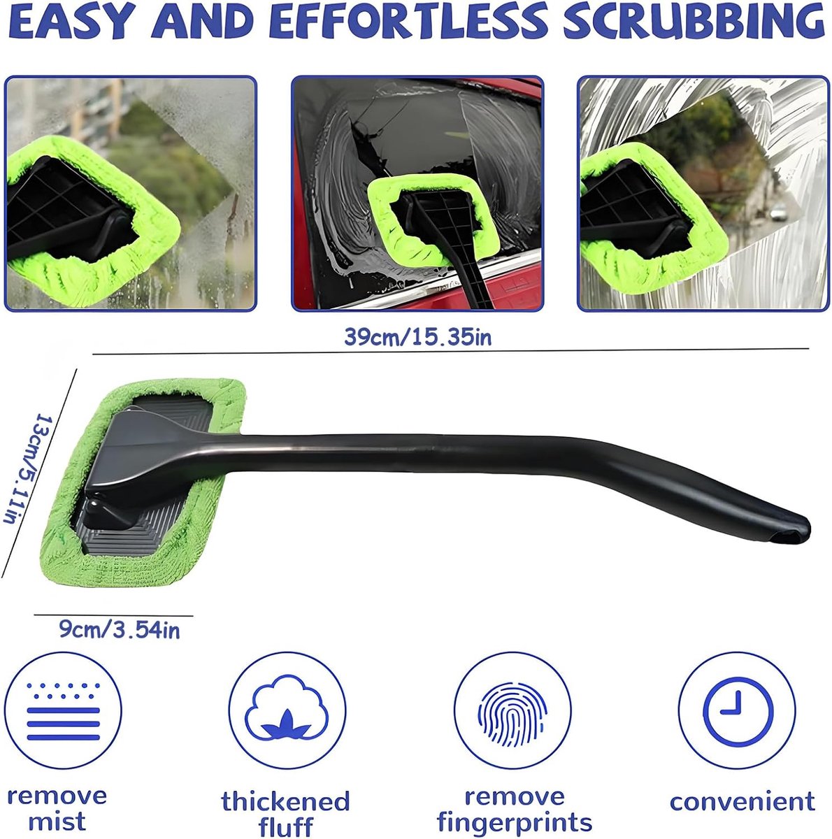Window Squeegee - Car Cleaning Supplies - Window Washer - Windshield Cleaning Tool with 5 Reusable Towels - Car Window Squeegee - Car Interior Window Cleaning Tools - Car Wash Brushes - Window Squeegee - Image 6