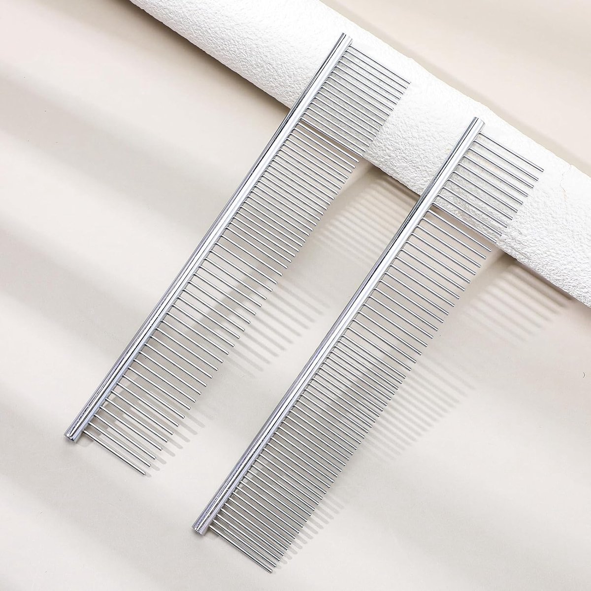 Dog Comb Long Hair Brush Steel Comb for Pet Care Tangle Removal Knots - Set of 2 - Image 6