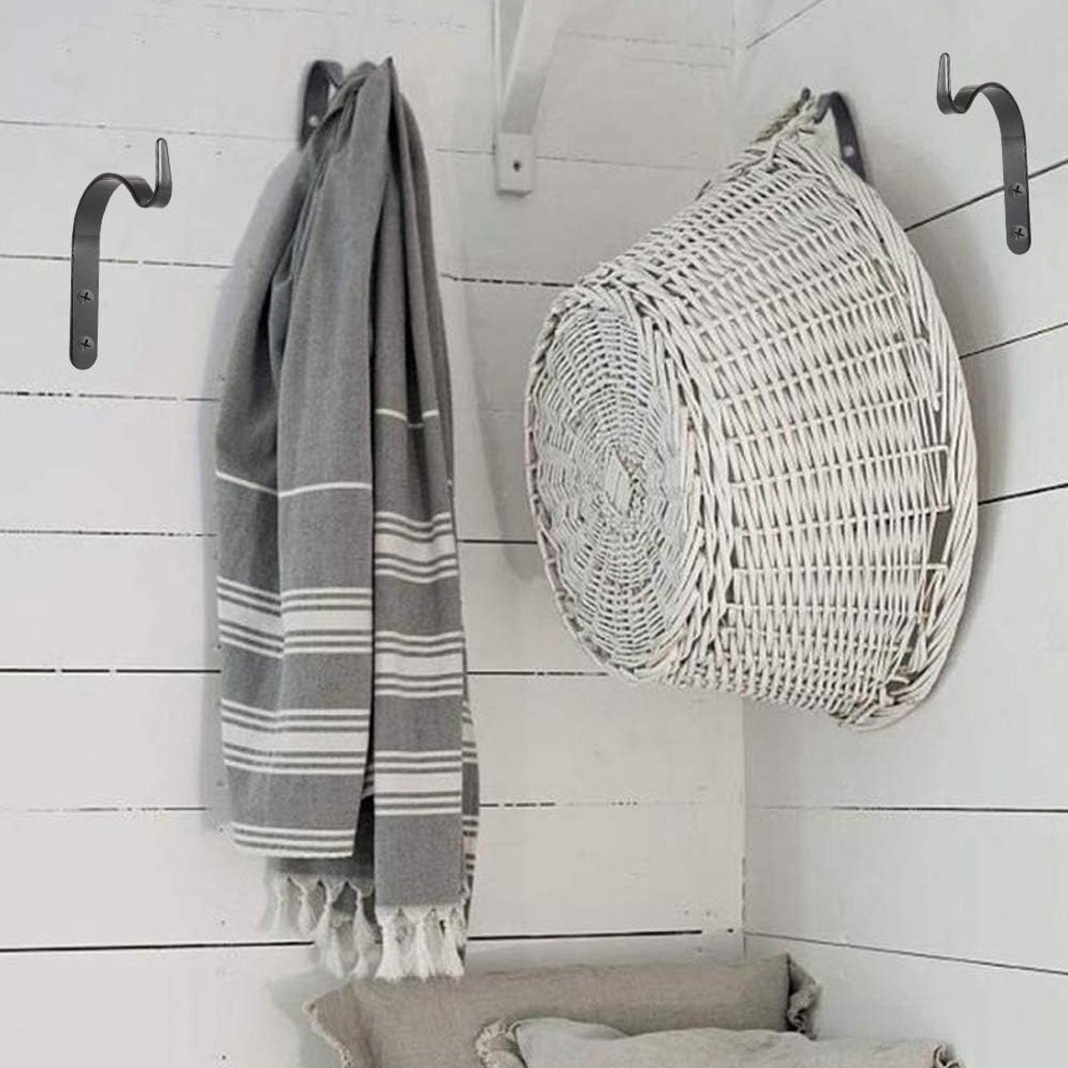 2-Piece Plant Wall Rack - Wall Hook Hanging Basket - Flowerpot Hook - Plant Hook - Iron Wall Rack - Wall Decoration - Metal Plant Hook - For Vase, Bird Feeder, Plant - Lantern Hook - Wall Hook For Plants - Garden Hook - Black - Image 5