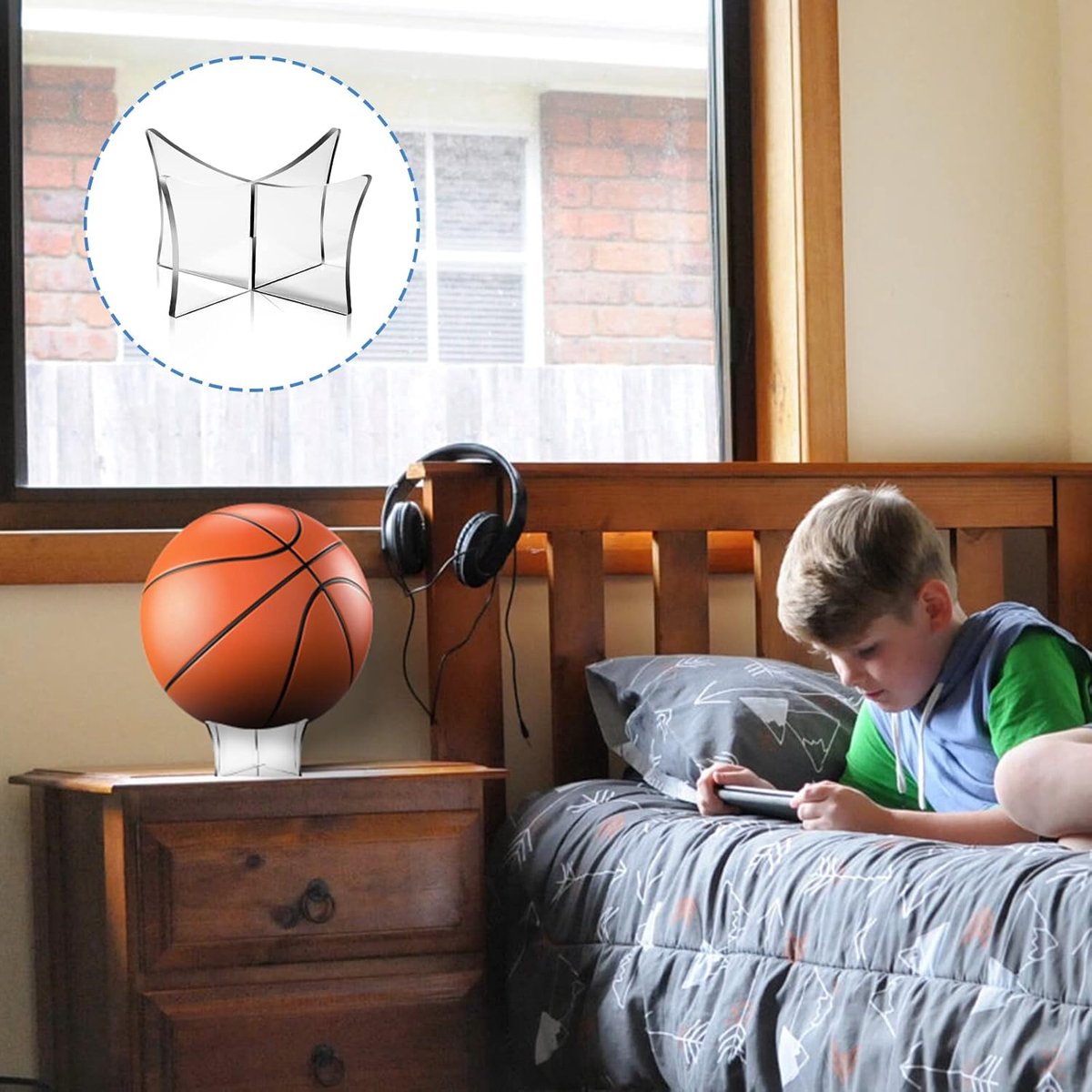 4 pieces - Ball holder - Ball rack - Ball stand - Acrylic ball rack - Ball storage rack - Display rack - football stand - ball holder - acrylic sports ball stand - volleyball support - for basketball, volleyball, football, rugby ball - 12*6.5 cm - transpa - Image 6
