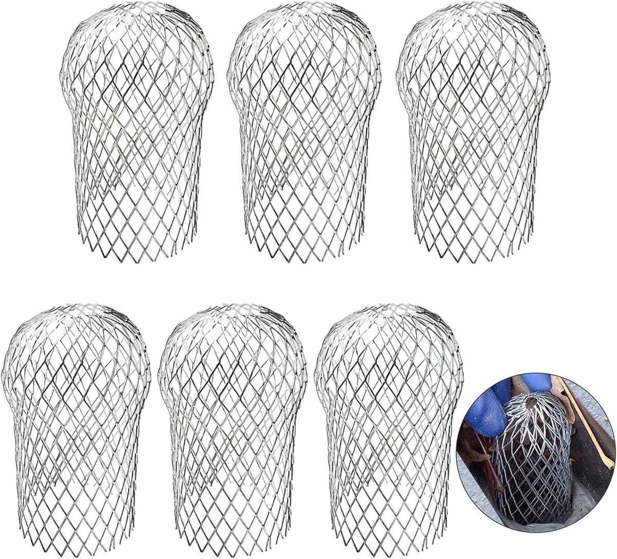 Downpipe leaf catcher - 6 Pieces - Wire mesh screen - Downpipe protector - Gutter guard - gutter guard - Against leaves in gutter - Leaf catcher - Anti-Clog - for preventing blockage and debris - Image 1
