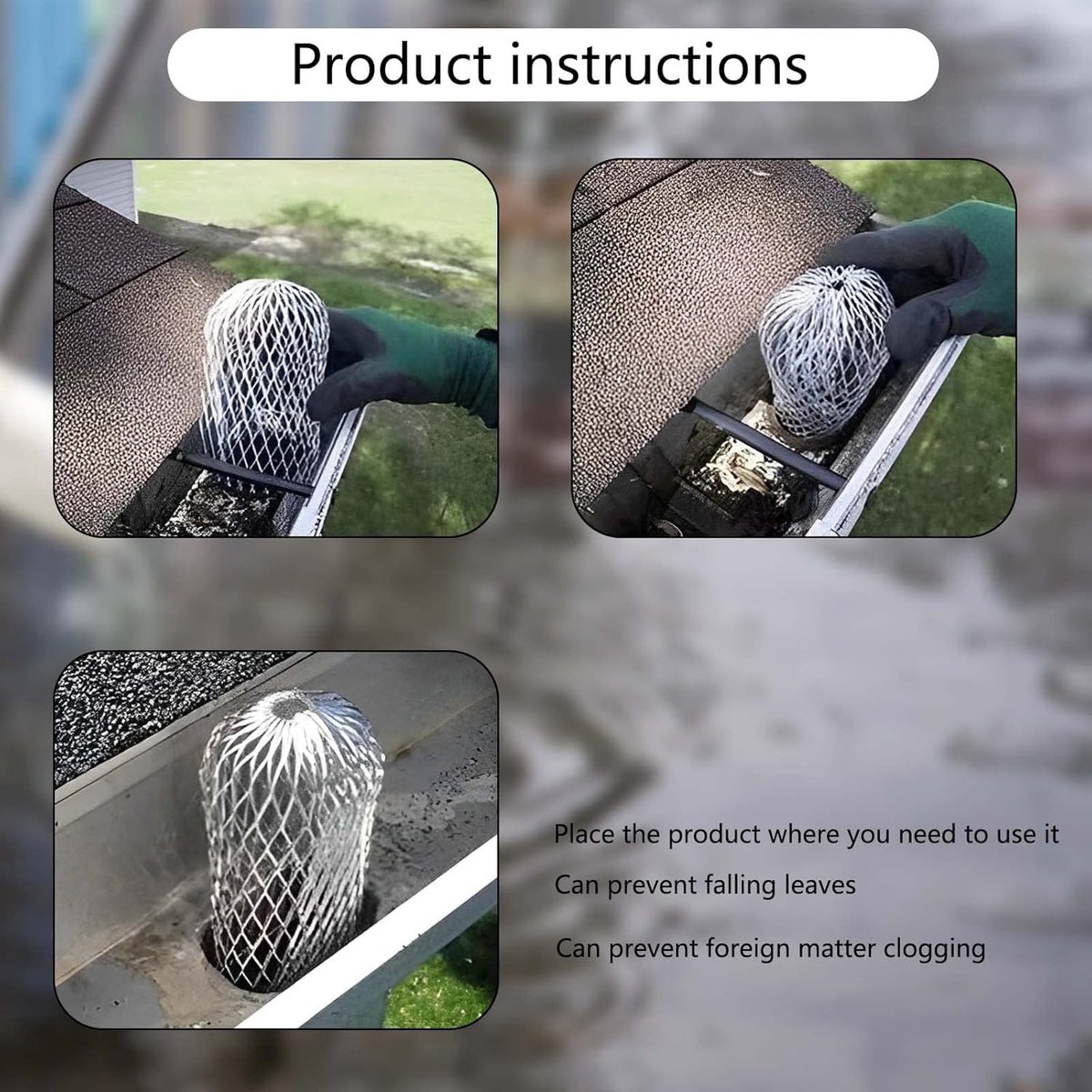 Downpipe leaf catcher - 6 Pieces - Wire mesh screen - Downpipe protector - Gutter guard - gutter guard - Against leaves in gutter - Leaf catcher - Anti-Clog - for preventing blockage and debris - Image 4
