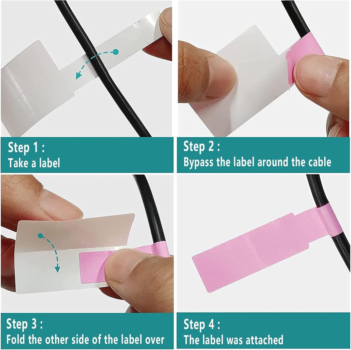 300 pieces - Self-adhesive cable label - cable label sheets - 10 sheets - of 10 colors - Cable labels - Label - Labels - Label stickers - Self-adhesive cable label stickers - Cable management - 26*84 mm - Image 3