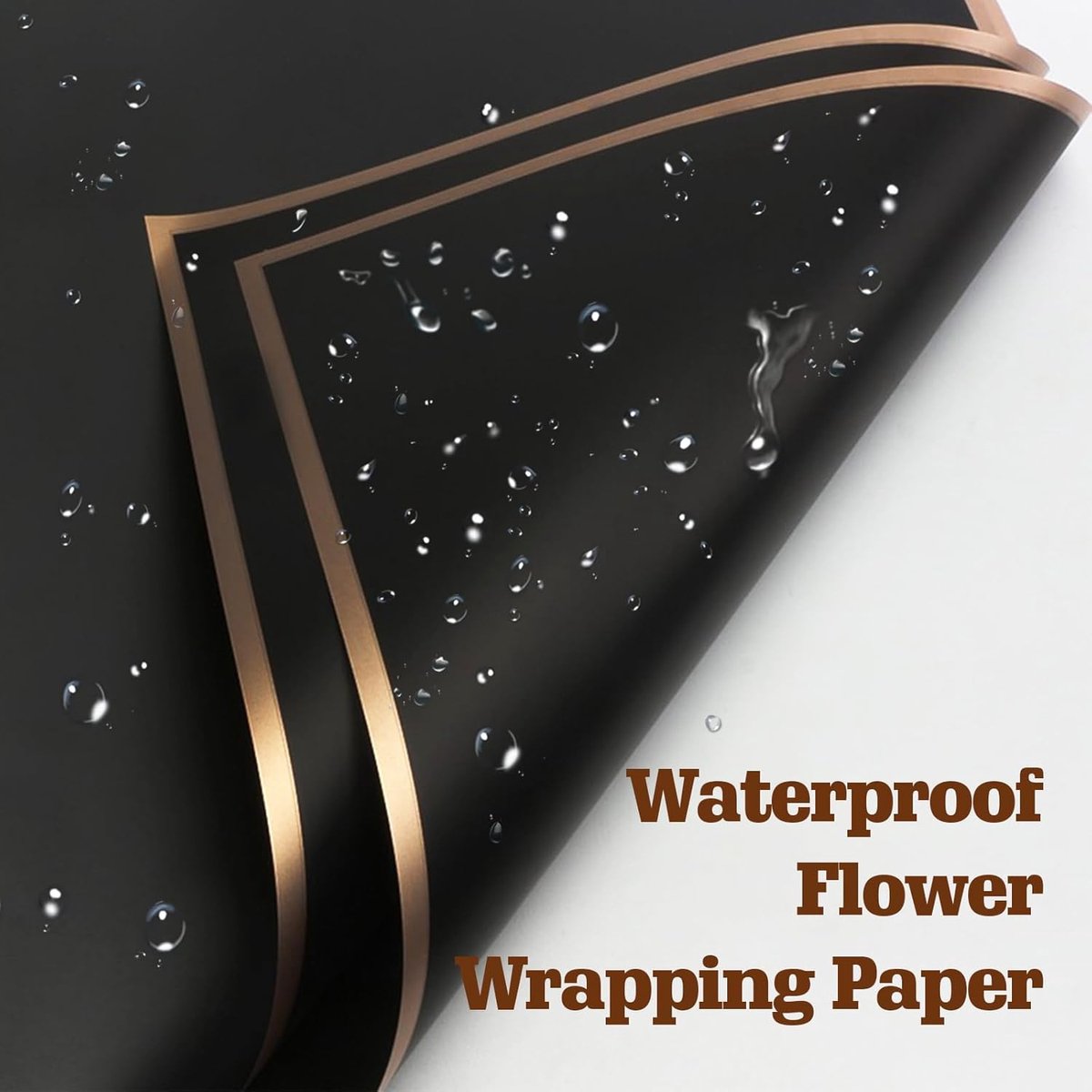 20 Sheets - Bouquet Wrapping Paper - 58x58 cm - Waterproof wrapping paper - floral paper - Valentine's wrapping paper - Floral Wrapping Paper - for bouquets, wrapping paper for craft projects, florist supplies, wedding and anniversary gifts - Black - Image 4