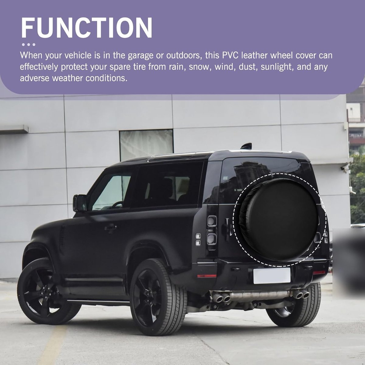 Tire cover - 17 inch - Tire covers - Spare tire cover - Tire dust cover - Spare wheel dust cover - Car tire protective cover - Spare wheel protective cover - Tire storage cover - PVC leather - Dust cover - suitable for tire diameters 80-83 cm - Black - Image 2