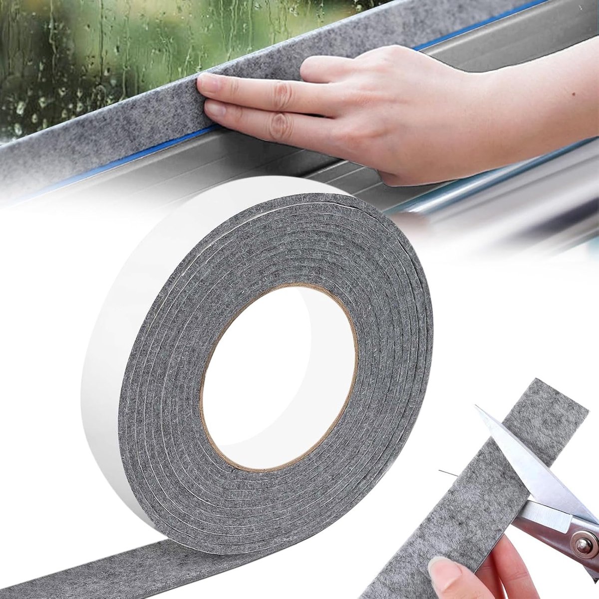 Moisture-resistant strips for windows - 3cm*4m - Absorbing condensation strips for window felt - Absorbent stickers - Self-adhesive strip - Anti-condensation felt pads - Anti-condensation strips for windows - Window glass Water-absorbing Sticker - Moistur - Image 1