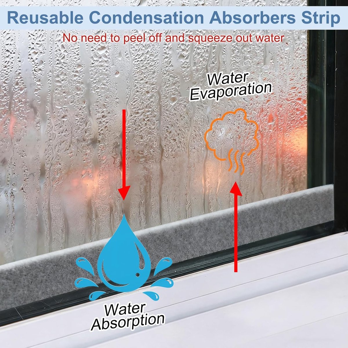 Moisture-resistant strips for windows - 3cm*4m - Absorbing condensation strips for window felt - Absorbent stickers - Self-adhesive strip - Anti-condensation felt pads - Anti-condensation strips for windows - Window glass Water-absorbing Sticker - Moistur - Image 3