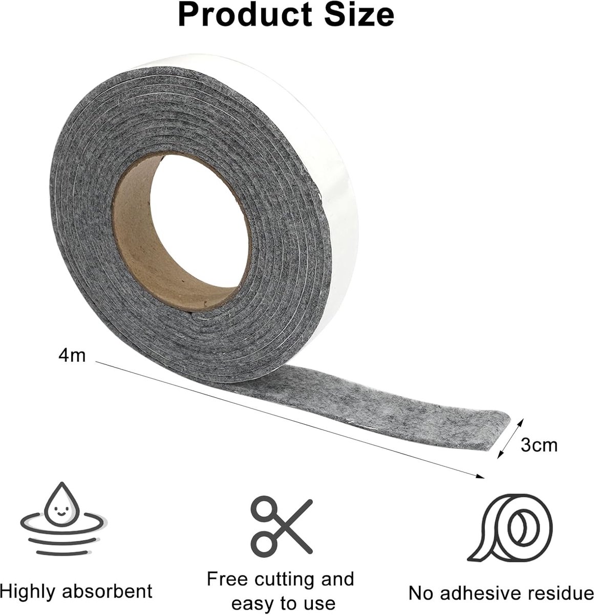 Moisture-resistant strips for windows - 3cm*4m - Absorbing condensation strips for window felt - Absorbent stickers - Self-adhesive strip - Anti-condensation felt pads - Anti-condensation strips for windows - Window glass Water-absorbing Sticker - Moistur - Image 5