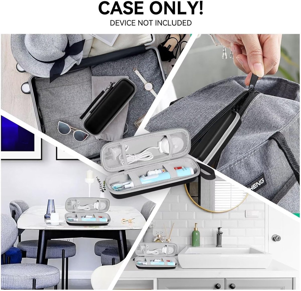 Electric Toothbrush Travel Case - Toothbrush Holder - Toothbrush Storage Box - Protective Cover - Portable Hard Protective Storage Bag - Toothbrush Travel Case - Suitable for Oral B - Black - Image 6