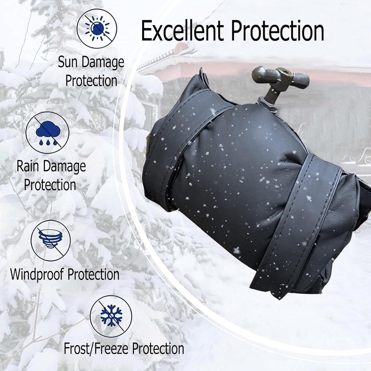 2 Pieces Frost Protection Cover - Tap Freeze Cover - Frost-Free Outdoor Tap Protection Cover - Outdoor Tap Covers - Frost Protection - Outdoor Tap Cover - Frost Protection Facade Tap - Frost Cover - Anti-frost - Waterproof Reusable - Black - Image 2