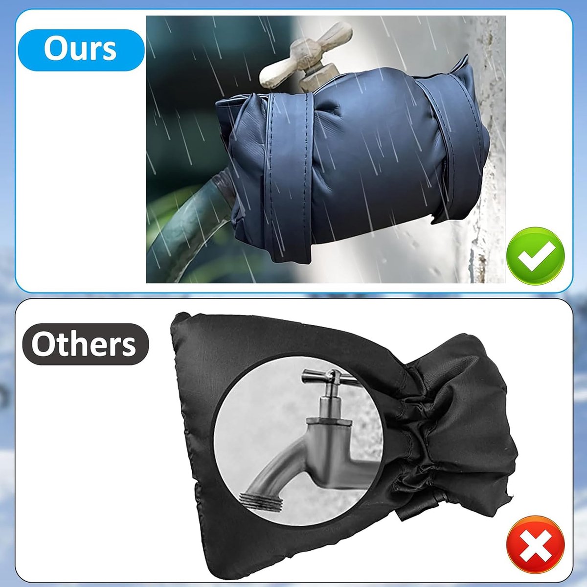 2 Pieces Frost Protection Cover - Tap Freeze Cover - Frost-Free Outdoor Tap Protection Cover - Outdoor Tap Covers - Frost Protection - Outdoor Tap Cover - Frost Protection Facade Tap - Frost Cover - Anti-frost - Waterproof Reusable - Black - Image 3