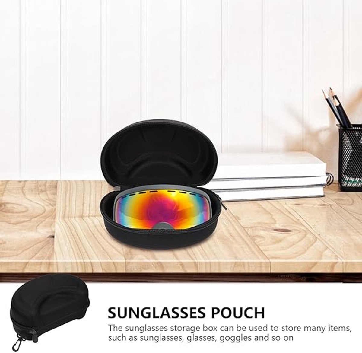Ski goggles case - Sunglasses case - Glasses case - Glasses case - Ski goggles storage case - ski goggles protective cover - storage box - protective cover - with hook - for ski goggles, sunglasses, sports glasses, sunglasses and reading glasses - 20*12*1 - Image 5