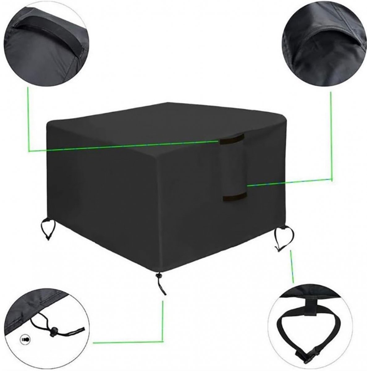 82*82*61 cm - Square Fire Pit Cover - Patio Fireplace Cover - Waterproof Square Outdoor Fire Pit Cover - Barbecue Stove Cover - Dust Cover - Square - Heavy 420D Oxford Fabric - Outdoor Fireplace Cover - Black - Image 4