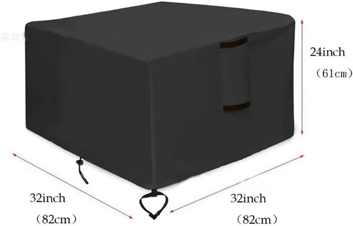82*82*61 cm - Square Fire Pit Cover - Patio Fireplace Cover - Waterproof Square Outdoor Fire Pit Cover - Barbecue Stove Cover - Dust Cover - Square - Heavy 420D Oxford Fabric - Outdoor Fireplace Cover - Black - Image 5