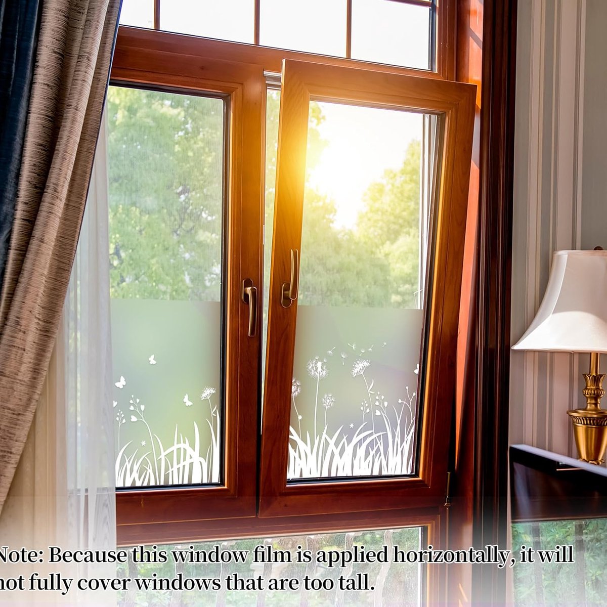 Window Privacy Film - Window Film - Anti-Peek Window Film - Glueless Frosted Privacy Film - Self-Adhesive Window Film - Flower Garden Window Stickers - Static Anti-Peek Window Film - for Kitchen, Bathroom, Window - Blackout Frosted Glass Film - 44 x 200 c - Image 2
