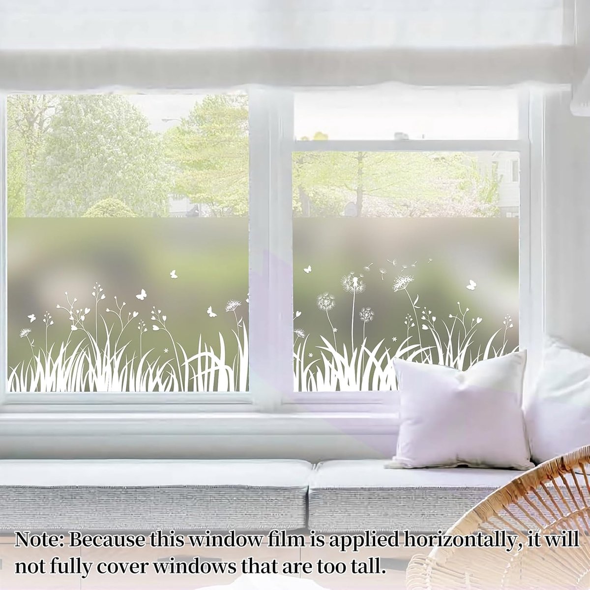 Window Privacy Film - Window Film - Anti-Peek Window Film - Glueless Frosted Privacy Film - Self-Adhesive Window Film - Flower Garden Window Stickers - Static Anti-Peek Window Film - for Kitchen, Bathroom, Window - Blackout Frosted Glass Film - 44 x 200 c - Image 3