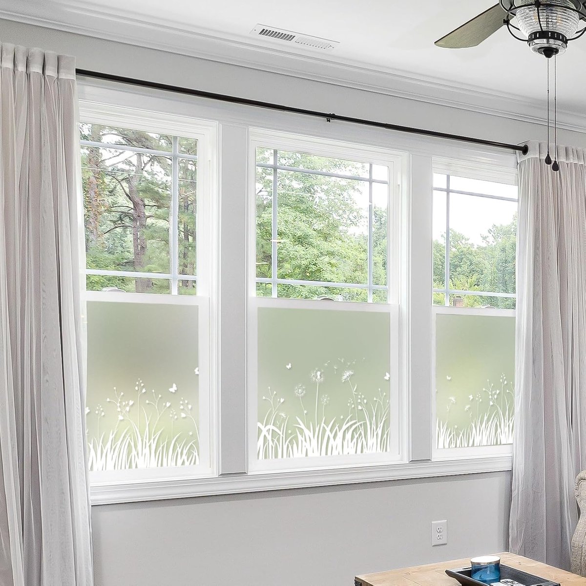 Window Privacy Film - Window Film - Anti-Peek Window Film - Glueless Frosted Privacy Film - Self-Adhesive Window Film - Flower Garden Window Stickers - Static Anti-Peek Window Film - for Kitchen, Bathroom, Window - Blackout Frosted Glass Film - 44 x 200 c - Image 4