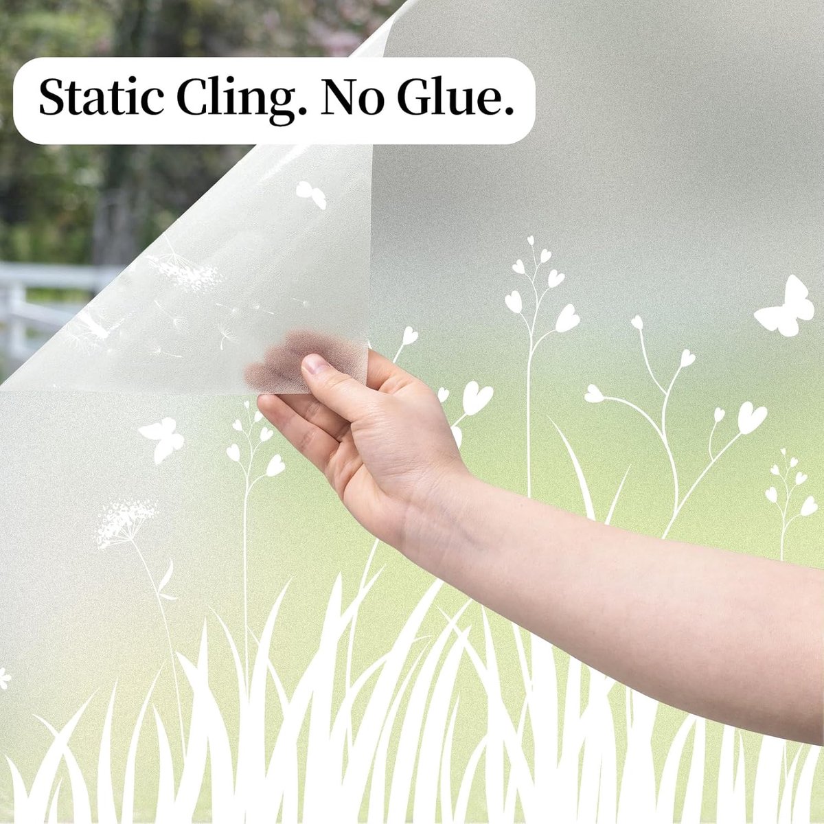 Window Privacy Film - Window Film - Anti-Peek Window Film - Glueless Frosted Privacy Film - Self-Adhesive Window Film - Flower Garden Window Stickers - Static Anti-Peek Window Film - for Kitchen, Bathroom, Window - Blackout Frosted Glass Film - 44 x 200 c - Image 5