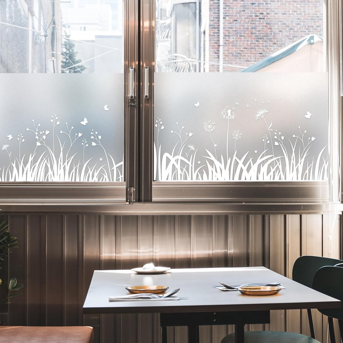 Window Privacy Film - Window Film - Anti-Peek Window Film - Glueless Frosted Privacy Film - Self-Adhesive Window Film - Flower Garden Window Stickers - Static Anti-Peek Window Film - for Kitchen, Bathroom, Window - Blackout Frosted Glass Film - 44 x 200 c - Image 6