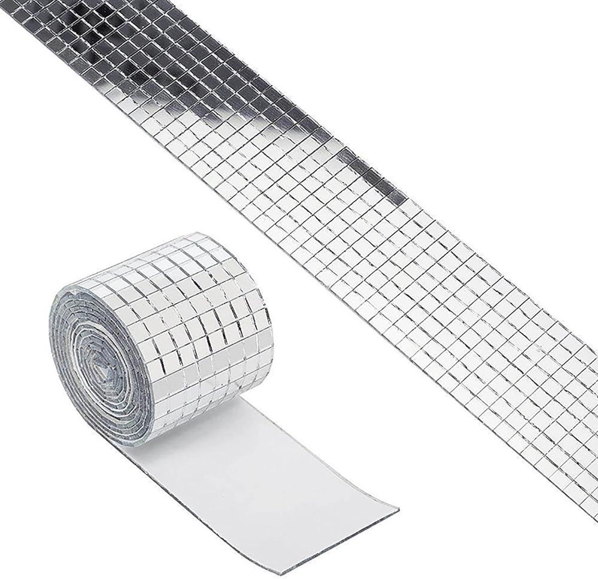 Allecto Plus - Self-Adhesive Glass Mirror Mosaic Tiles - 3 Pieces - Square Sticker - Craft Decoration - Party Decoration - Silver - 100cm - Image 1
